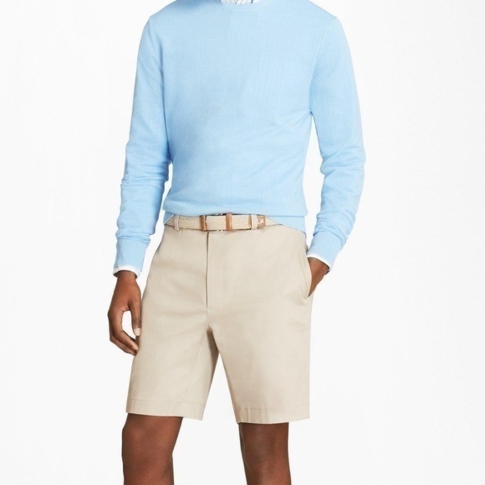 Brooks Brothers Mens Flat Front Stretch Chino Shorts Khaki Size 30‎